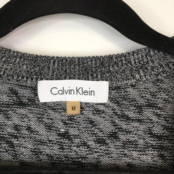 Calvin Klein Gray Heathered Lightweight Cardigan Front Pockets Size M - Picture 3 of 11